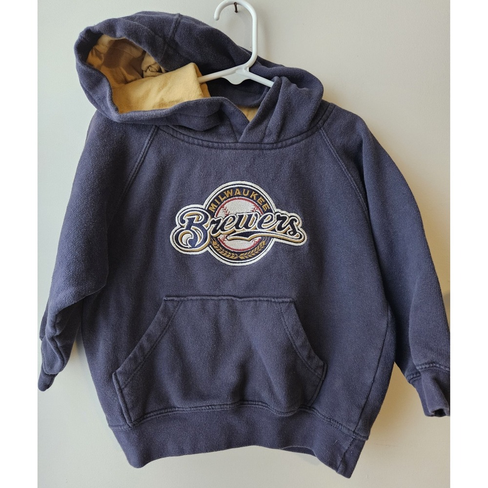 Milwaukee Brewers Kids Hoodie Size 4‎ Navy Blue MLB Genuine Merchandise